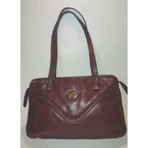 Vintage 80s ETIENNE AIGNER Soft Leather Handbag Shoulder Bag Burgundy